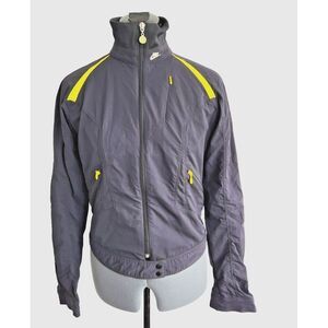 Nike Womens Full Zip Track Jacket Black Yellow Windbreaker Size S Small